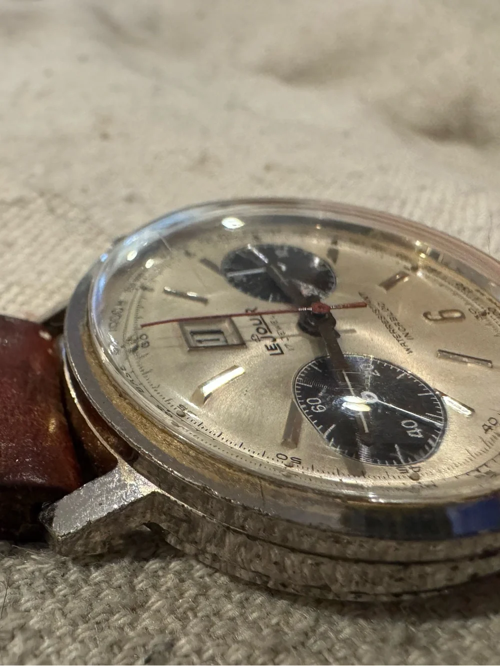 LeJour Vintage Chronograph Watch - Silver Dial with Black Subdials